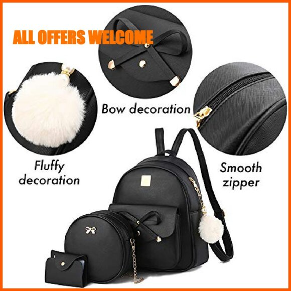 PU Leather Backpack with Adjustable Straps, 10x4x12 Inches, Multiple Pockets - Picture 5 of 8